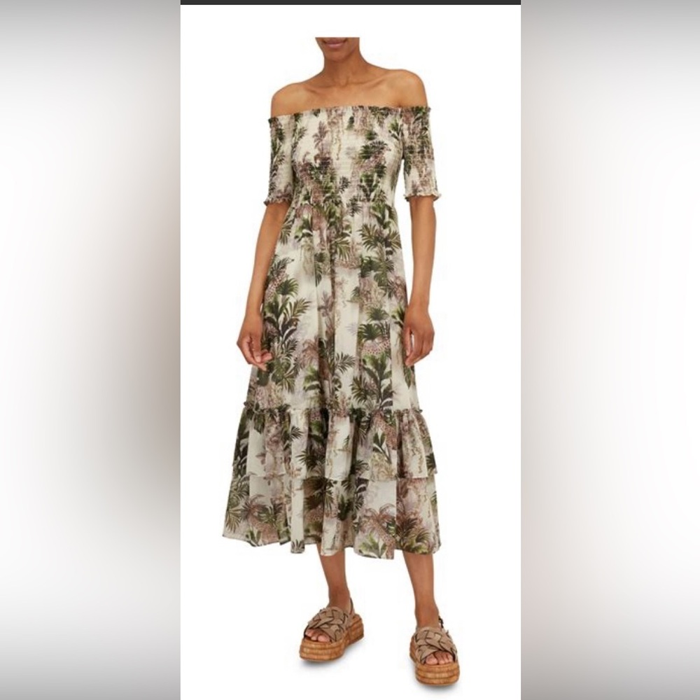 Size Small L'Agence Oriel Antique White Vintage Safari Midi Dress